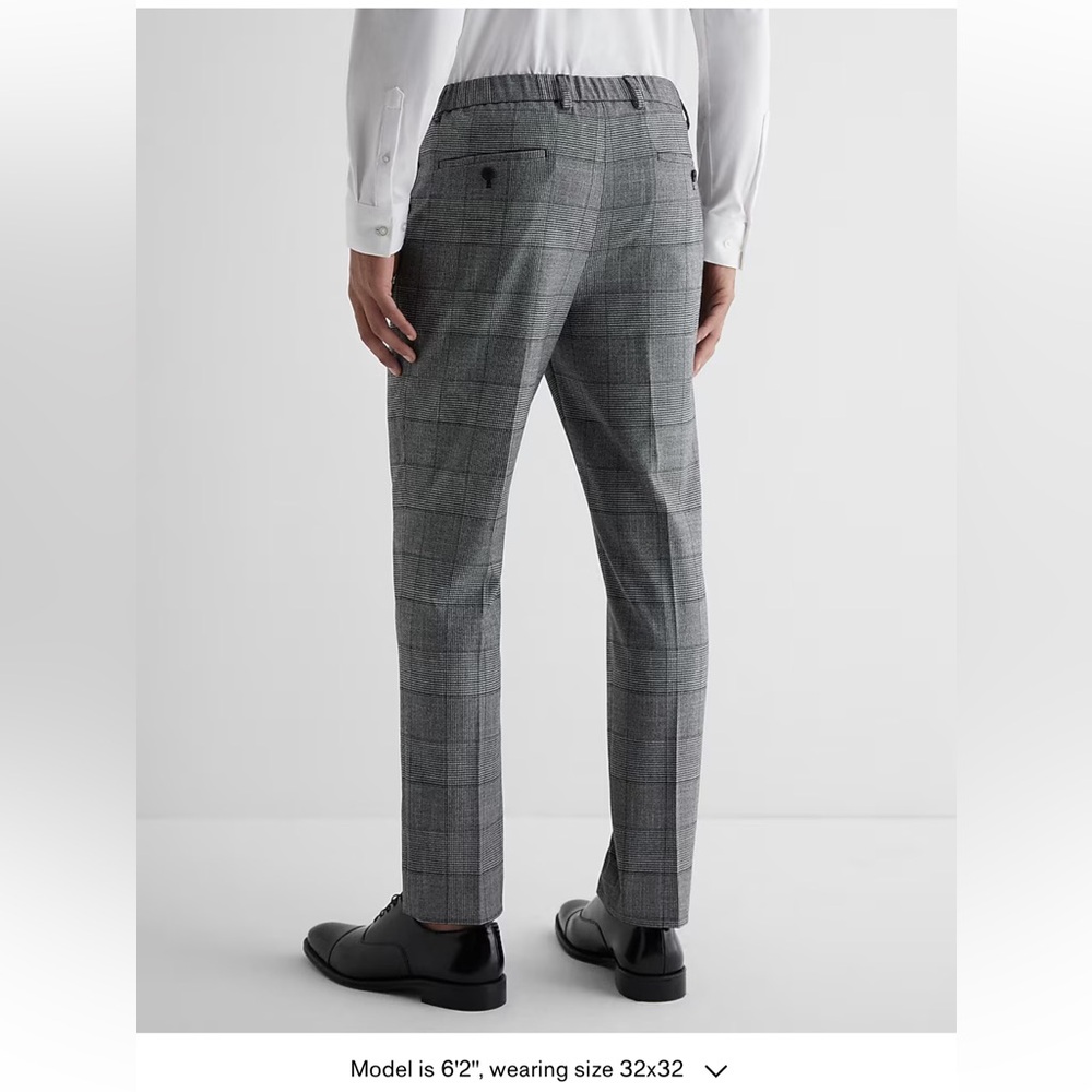NWT Express Extra Slim Plaid Flannel Elastic Waist Dress Pant - Picture 3 of 14